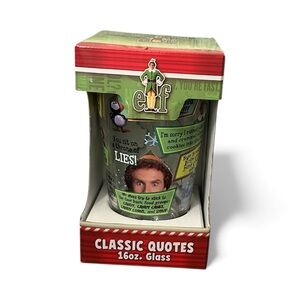 NEW ICUP Elf The Movie Classic Quotes 16 oz Glass Christmas Buddy Pop Culture